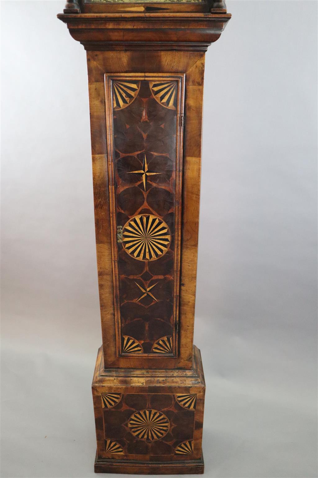 Joseph Windmills of London. A late 17th century marquetry and walnut cased eight day longcase clock, H.6ft 9in.